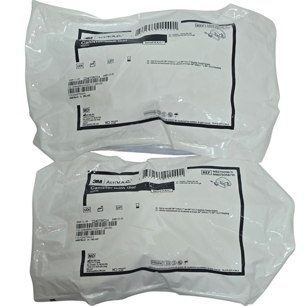2 Pack 3M ActiV.A.C. Canister with Gel 300ml M8275058/5 SensaT.R.A.C. NPWT KCI